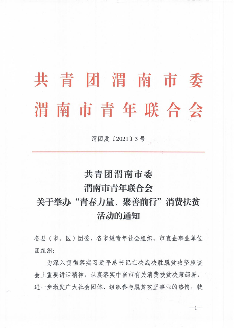 關(guān)于舉辦“青春力量，聚善前行”消費(fèi)扶貧活動(dòng)的通知